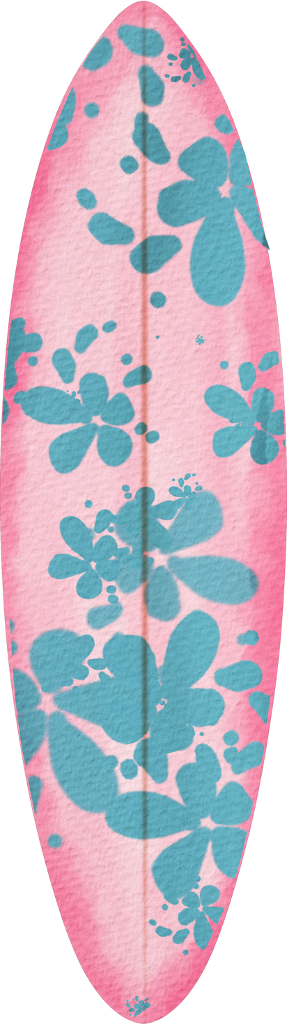 Pink watercolor surfboard.